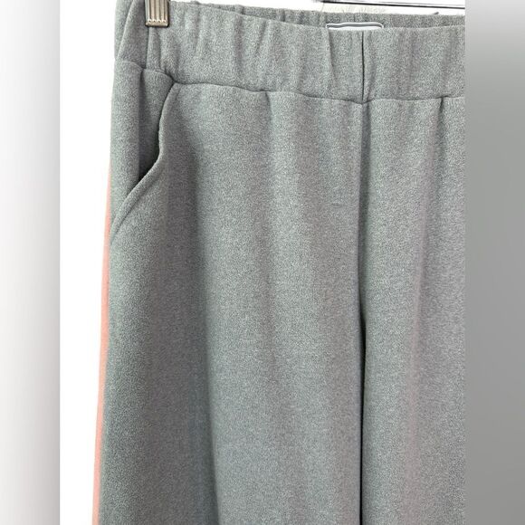 Dudley Stephens Wide Leg Pull On Fleece Pant w/ Pockets Grey Pink Stripe Size L - Picture 4 of 13